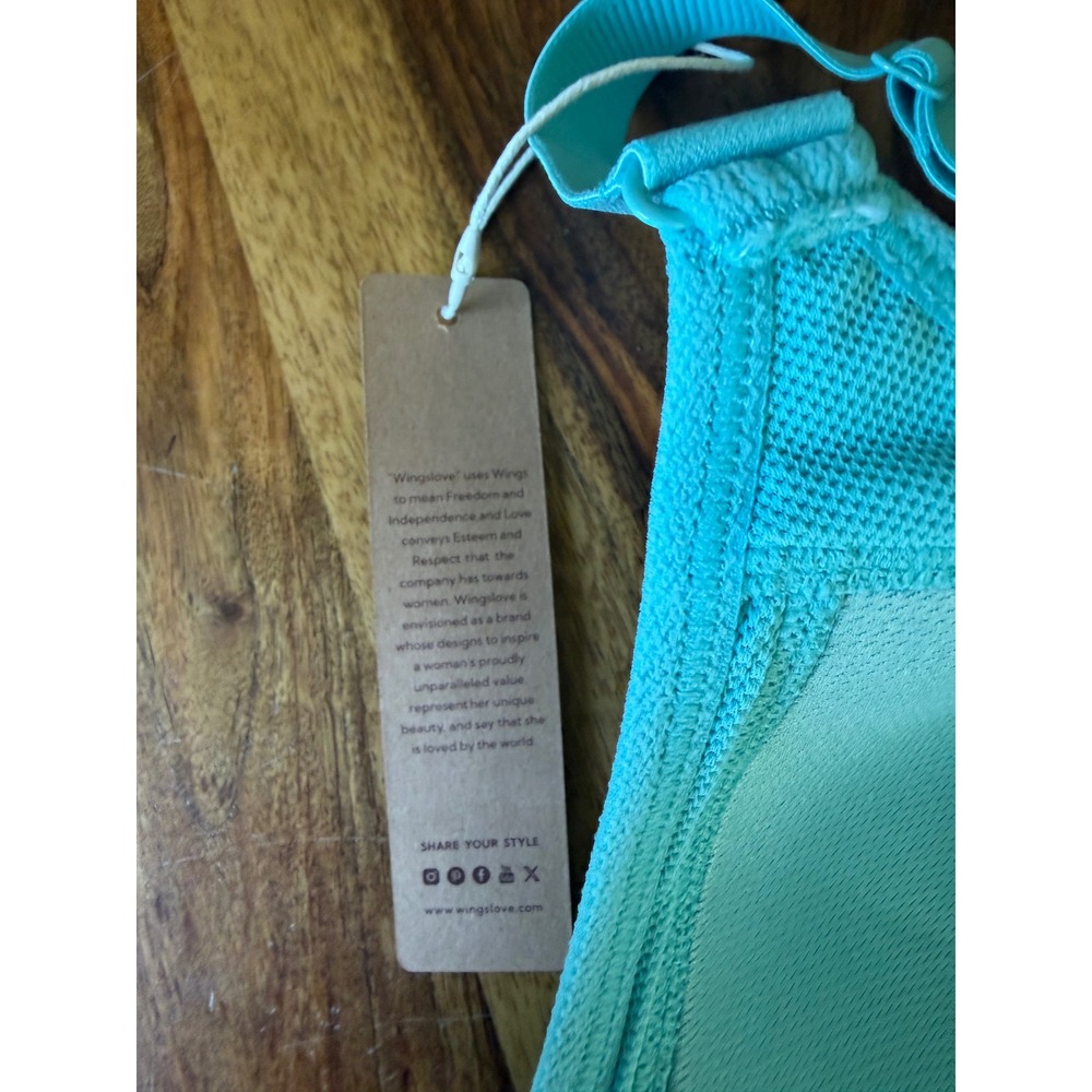 Wingslove Blue Green High Impact Sports Bra 38B Racerback 391767 HC NEW - Picture 5 of 11